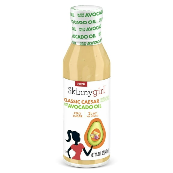 Skinnygirl Avocado Oil Classic Caesar Dressing and Marinade, Gluten Free, Avocado Oil Based, 11.5 fl oz Bottle -Pack of 2