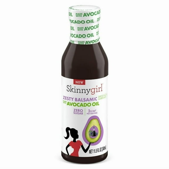 Skinnygirl Avocado Oil Zesty Balsamic Dressing and Marinade, Gluten Free, Avocado Oil Based, 11.5 fl oz Bottle -Pack of 4