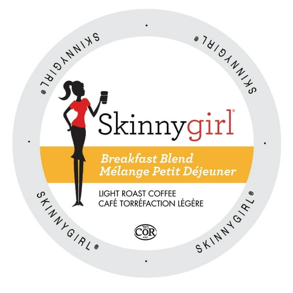 Skinnygirl Coffee Pods, Breakfast Blend, Single Serve Coffee for Keurig K Cups Machines, Hot or Iced Coffee, Light Roast Coffee in Recyclable Pods, 24 Count