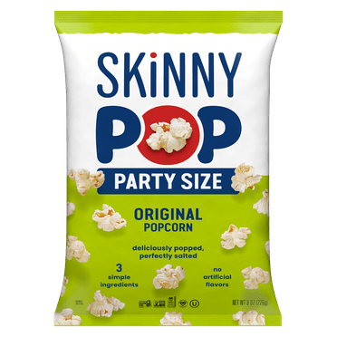 Skinnypop Gluten Free Original Popcorn, 8.0 oz Family Size Bag, Skinny Pop, Healthy Popcorn Snacks