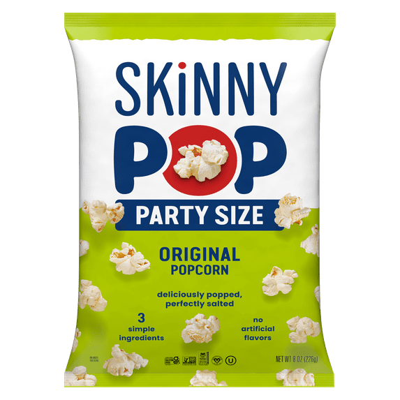 Skinnypop Gluten Free Original Popcorn, 8.0 oz Family Size Bag, Skinny Pop, Popcorn Snacks