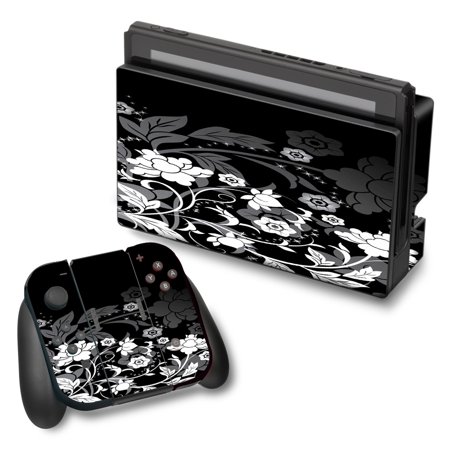 Skins Decals For Nintendo Switch Vinyl Wrap / Black Floral Pattern