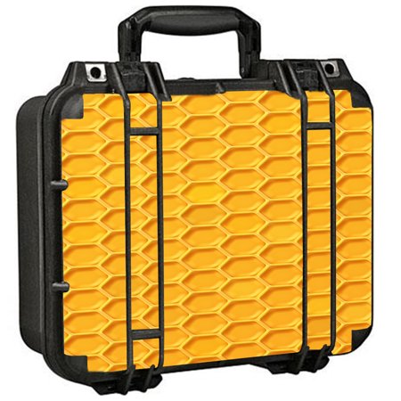 Skins Decals For Pelican 1400 Case / Yellow Honeycomb