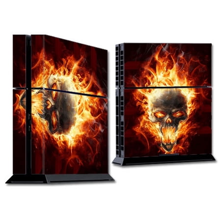 Skins Decals For Ps4 Playstation 4 Console / Fire Skull In Flames