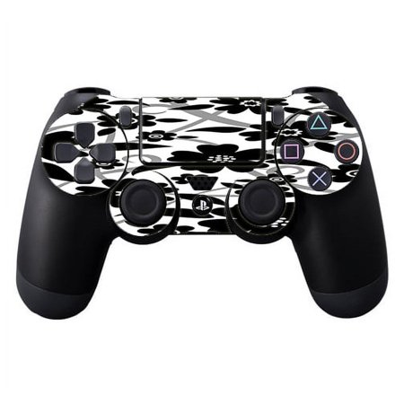 Skins Decals For Ps4 Playstation 4 Controller / Black White Flower Print