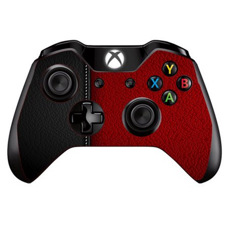 Skins Decals For Xbox One / One S W/Grip-Guard / Black And Red Leather Pattern