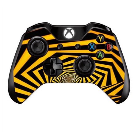 Skins Decals For Xbox One / One S W/Grip-Guard / Black Yellow Trippy Pattern