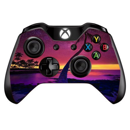Skins Decals For Xbox One / One S W/Grip-Guard / Palm Tree Stars And Sunset Purple