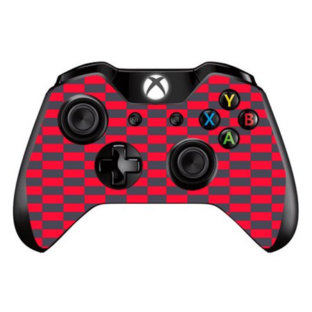 Skins Decals For Xbox One / One S W/Grip-Guard / Red Gray Checkers