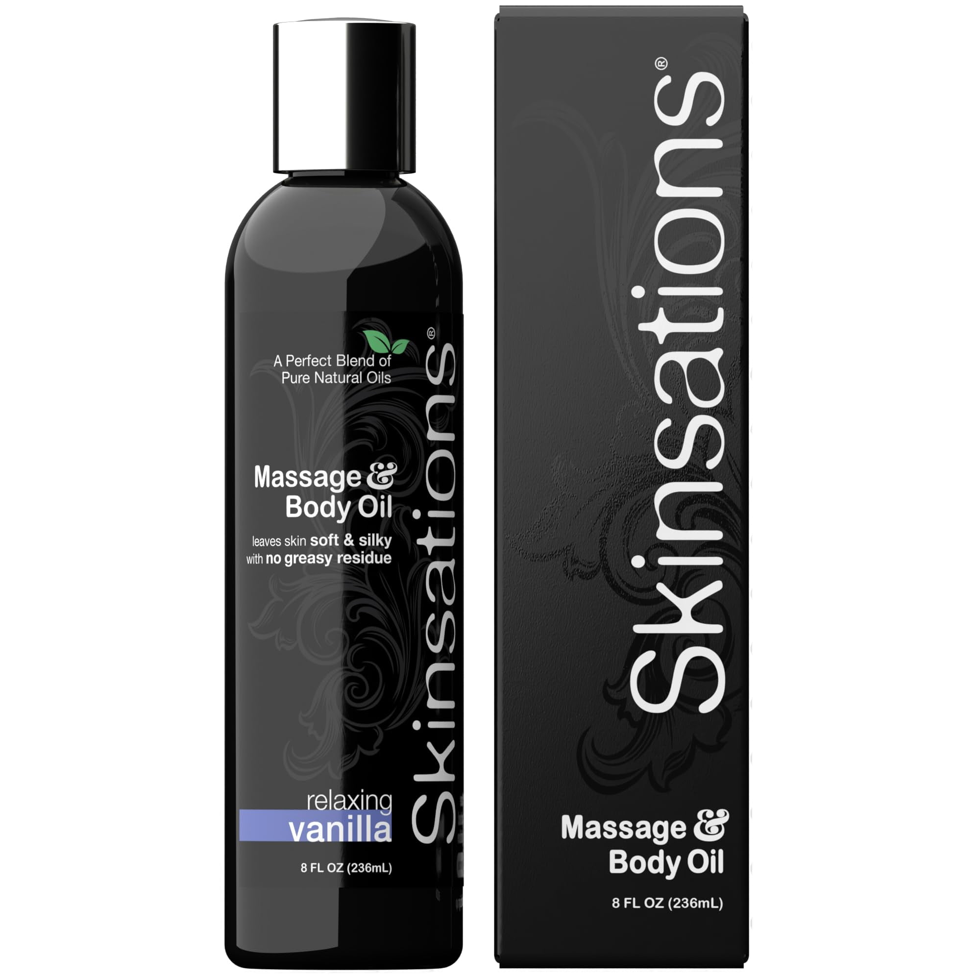 Skinsations Massage Oil for Massage Therapy Vanilla 8oz Edible