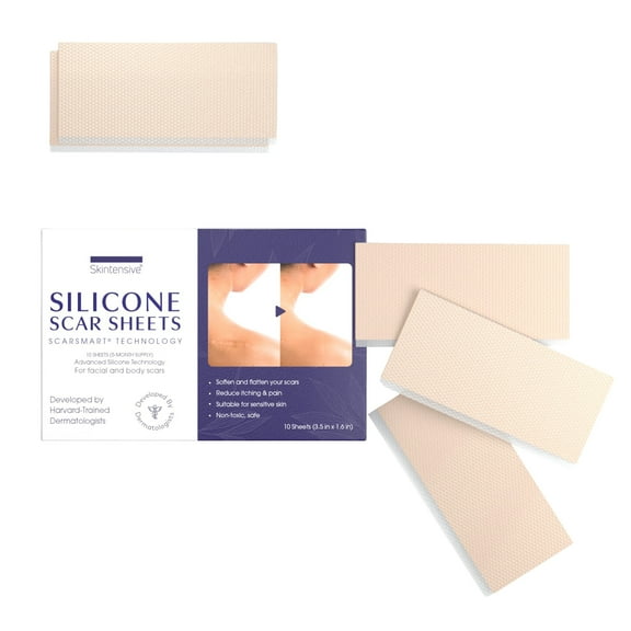 SKINTENSIVE Scar Smart Silicone Scar Sheets, 10 Count - Physician Developed