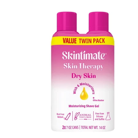 Skintimate Dry Skin Women's Shave Gel, Fresh Scent, Moisturizing Shaving Cream Twin Pack, 7 oz EachSkintimate