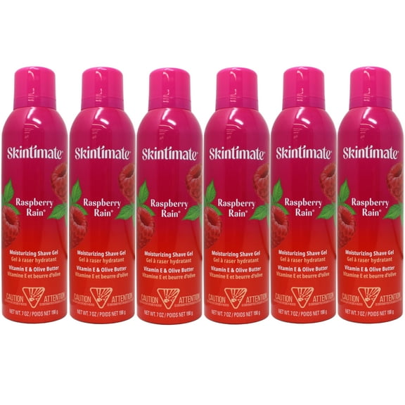 Skintimate Raspberry Rain Moisturizing Shave Gel with Vitamin E, 7 OZ, - 6 Pack