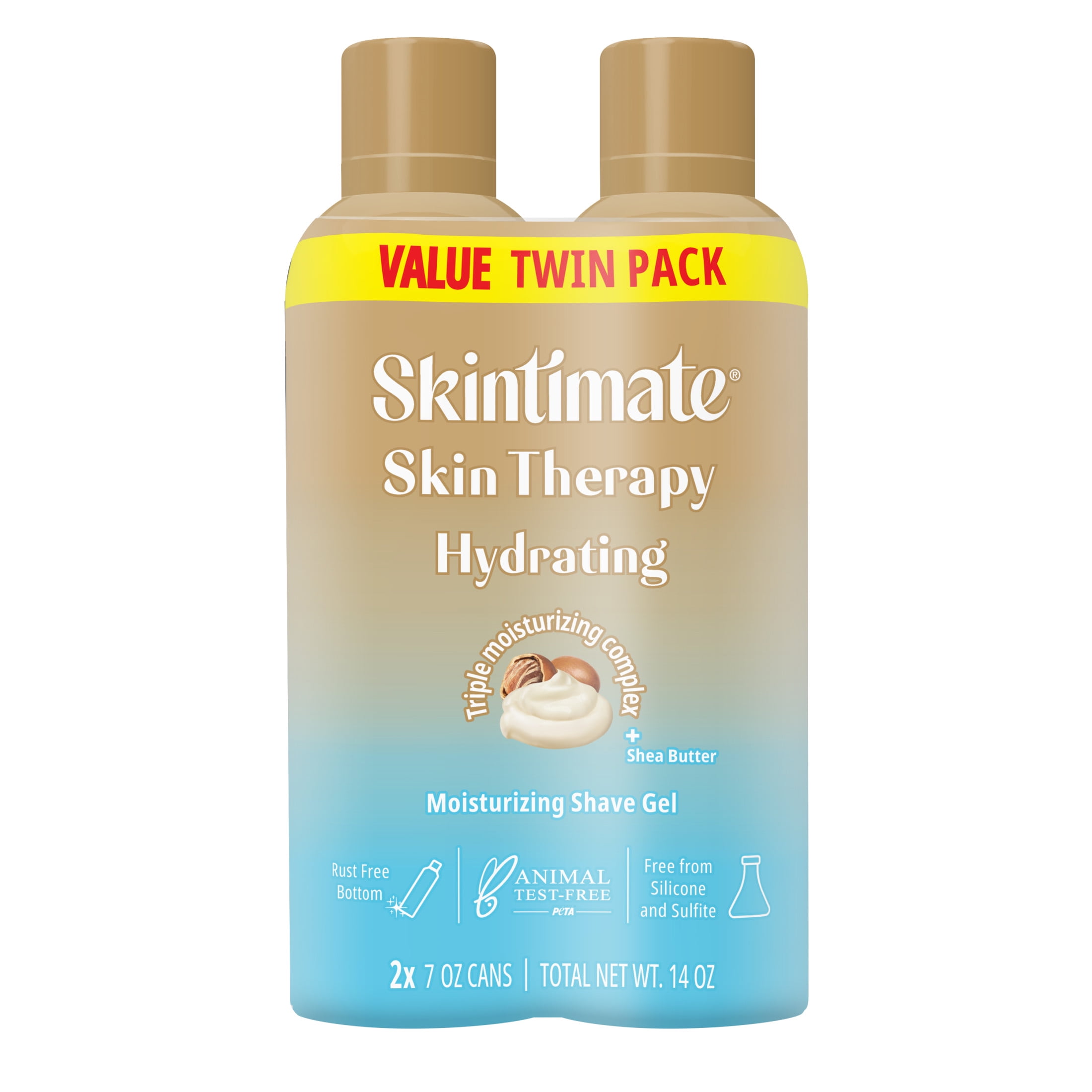 Skintimate Skin Therapy Hydrating Shave Gel for Women, Shea Butter Shaving Cream Twin Pack, 7 oz each