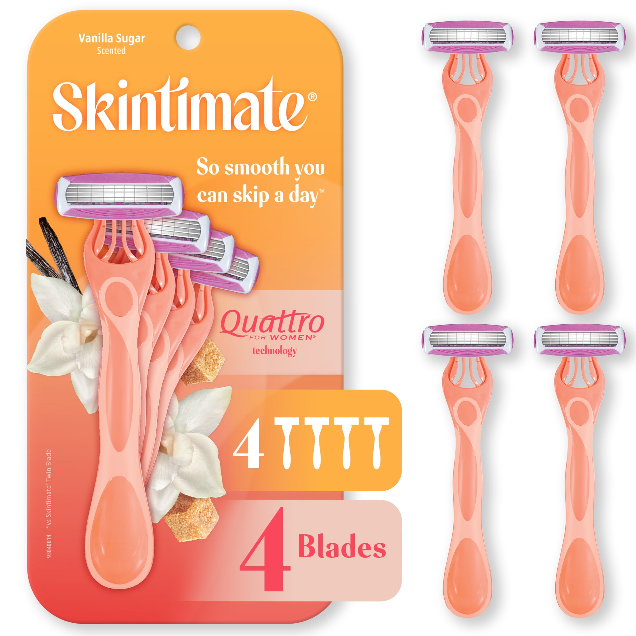 Skintimate Vanilla Sugar Disposable Razors, 4 Ct