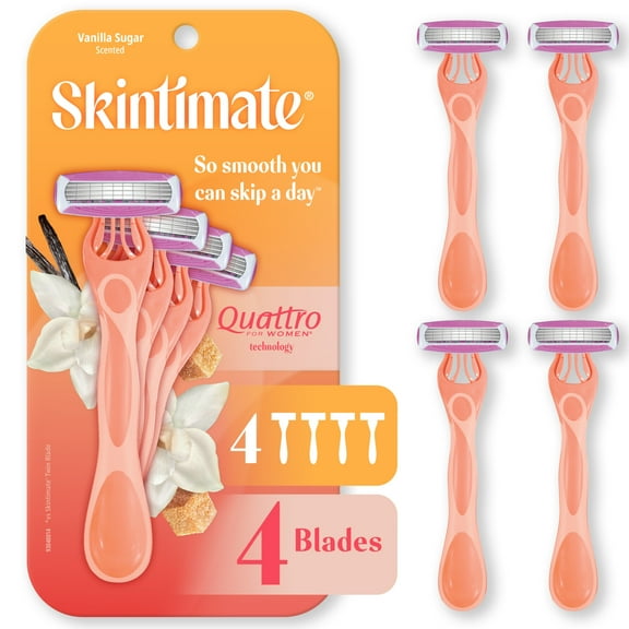 Skintimate Vanilla Sugar Disposable Razors, 4 Ct