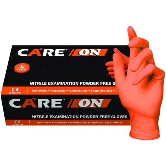 Skintx Care Medical Grade Nitrile Disposable Gloves, ON50015-L-BX, Orange, (Pack of 100)