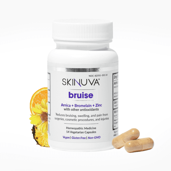 Skinuva Bruise Tablets with Arnica, Bromelain & Zinc, Pre & Post Surgery Pills for Bruising & Swelling, 14 Capsules (7-Day Treatment)
