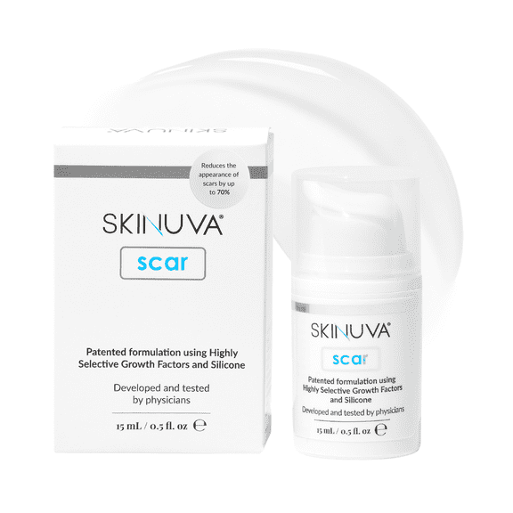Skinuva® Next Generation Scar Cream - Advanced Silicone Scar Cream Matrix Formulated with Growth Factors & Clinically Proven to Help Reduce the Appearance of Scars (0.5 oz)