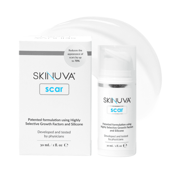 Skinuva® Scar Cream for Face & Body - Old & New Scar Treatment for Surgery, Burns & Other Skin Trauma (1 oz)