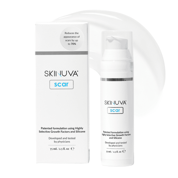 Skinuva Next Generation Scar Cream - Stretch Mark Cream Made with Growth Factors, Hyaluronic Acid & Vitamin C for Intense Stretch Mark Removal (2.5 oz)