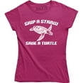 thumbnail image 1 of Skip A Straw Save A Turtle Pollution Plastic Protect Environment Women's Tee Shirt, 1 of 4