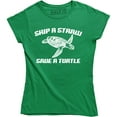 thumbnail image 1 of Skip A Straw Save A Turtle Pollution Plastic Protect Environment Women's Tee Shirt, 1 of 4