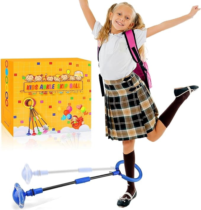 Skip Ball for Kids, Foldable Colorful Flashing Wheel Ankle Skip it