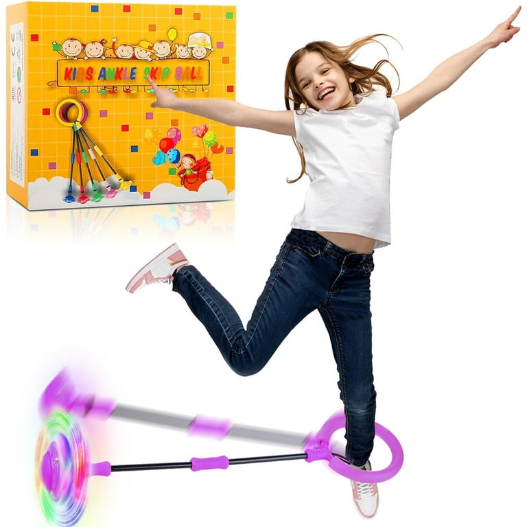 Skip Ball for Kids Ankle Skip It Ball Jump Rope Fun Birthday Gift for Girls and Boys Foldable Flashing Skipping Toy Ages 3 12