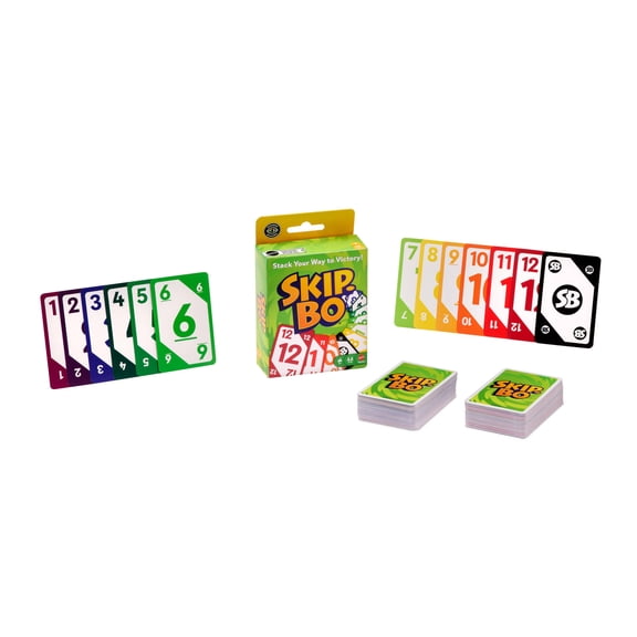 Skip-Bo Card Game for Kids, Adults & Families, Color Blind Accessible Deck for 2 to 6 Players