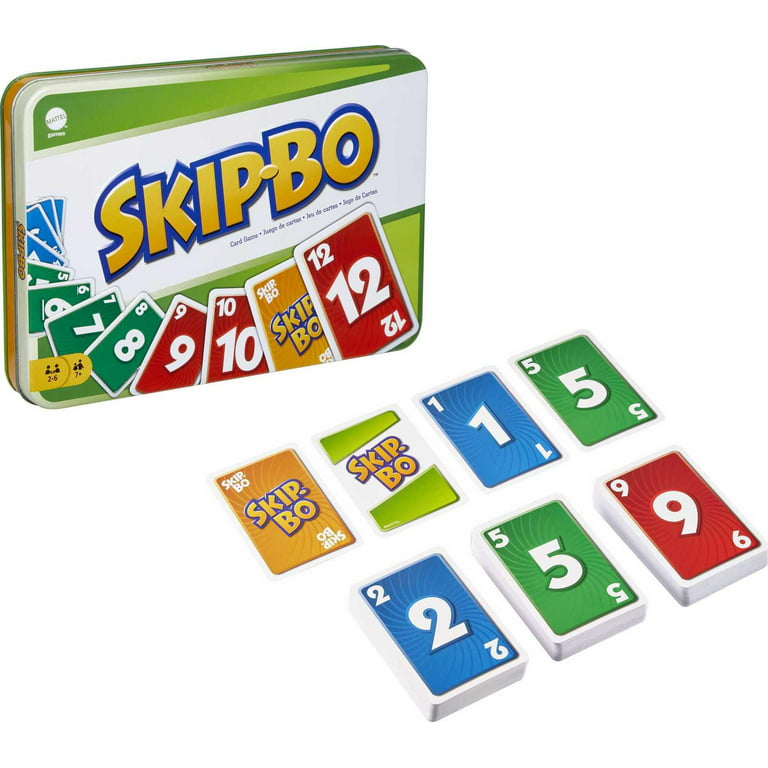 Skip Bo Card Game in Decorative Tin with 162 Cards, Sequencing Family Game for 2 to 6 Players, Kids Gift for Ages 7 Years & Older