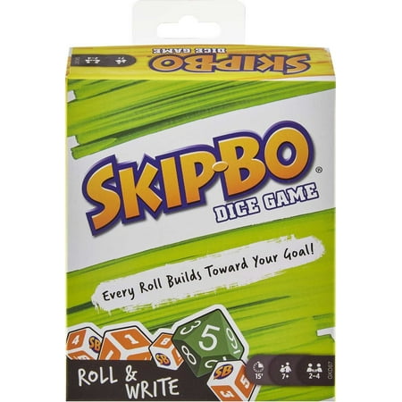 Skip-Bo Roll and Write Dice Game for Kids, Adults and Family Night with 4 Dry-Erase Pens and Boards