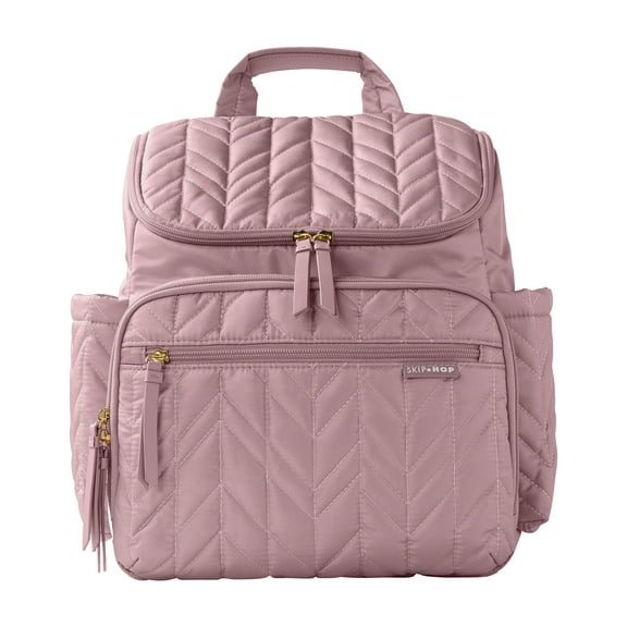 Skip Hop Forma Quilted Diaper Backpack in Mauve Mist with Insulated Bottle Cubes