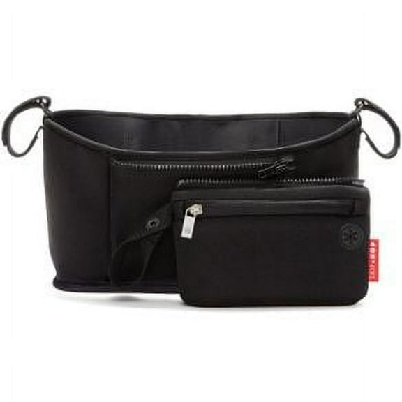 Skip Hop Grab and Go Attachable Neoprene Stroller Organizer and Cup Holder with Detachable Wristlet, Universal Fit, Black