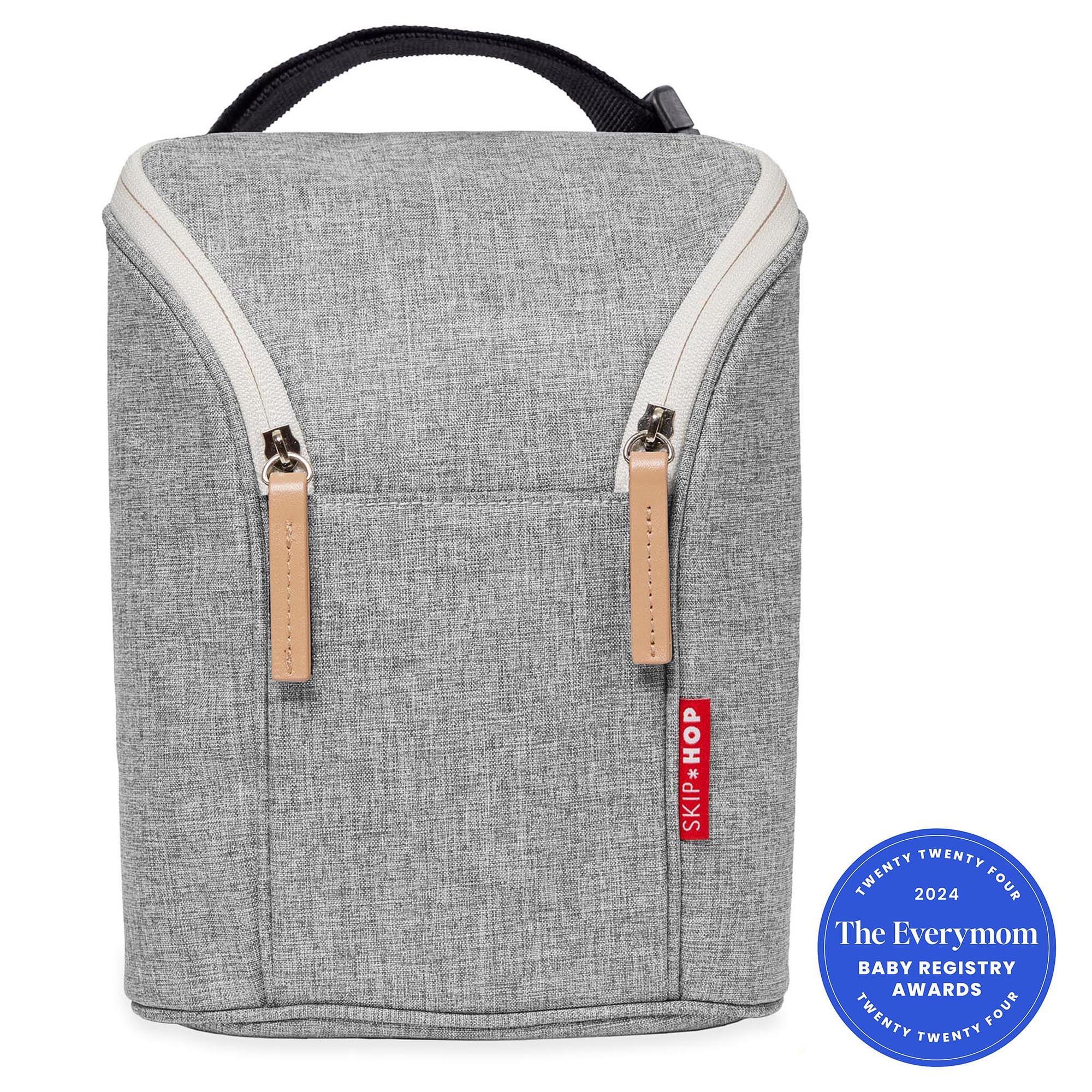 Skip Hop Insulated Bottle Bag with Freezer Pack, 2 Quart Capacity, Grey
