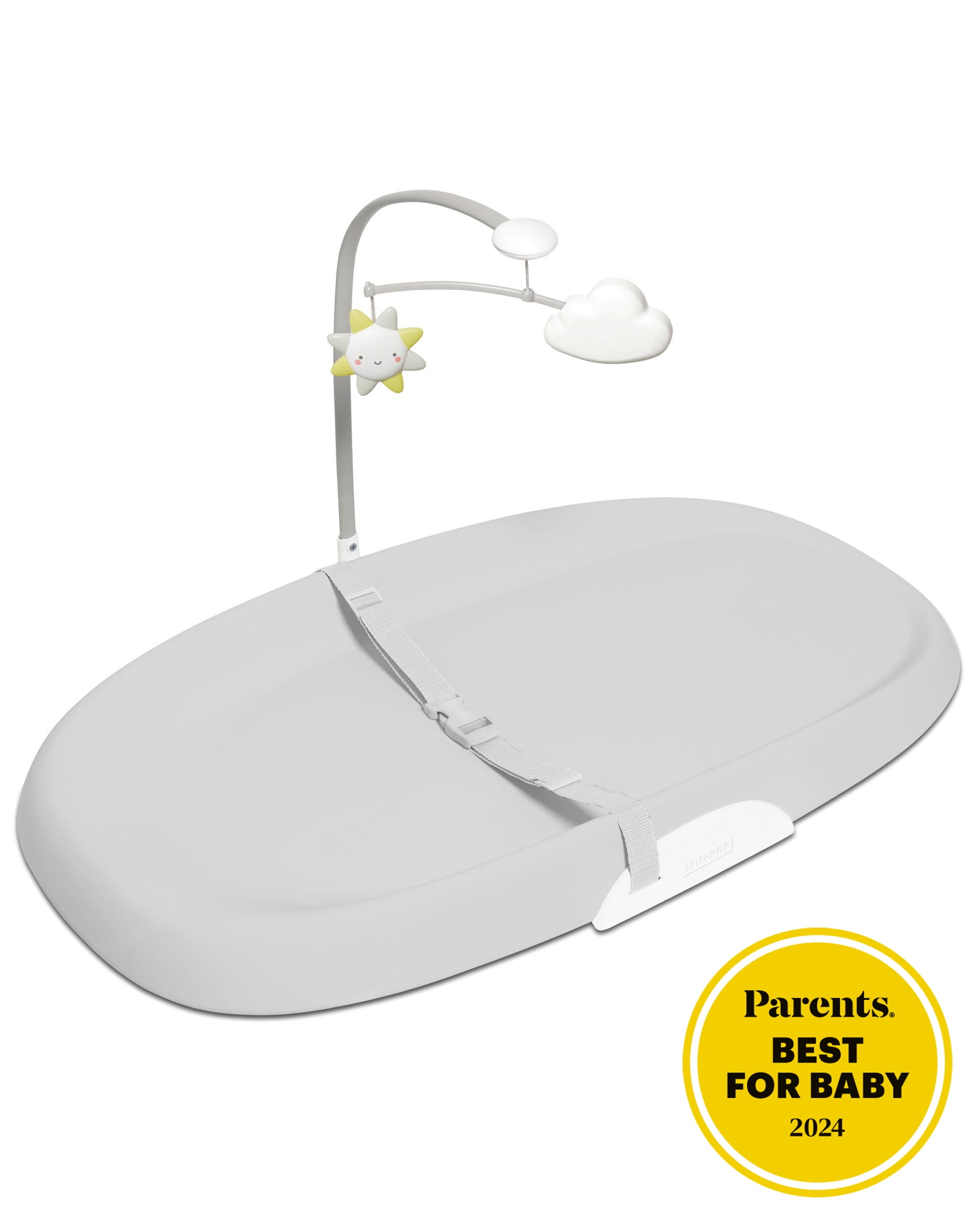 Light Gray Foam Baby Changing Pad with Safety Belt