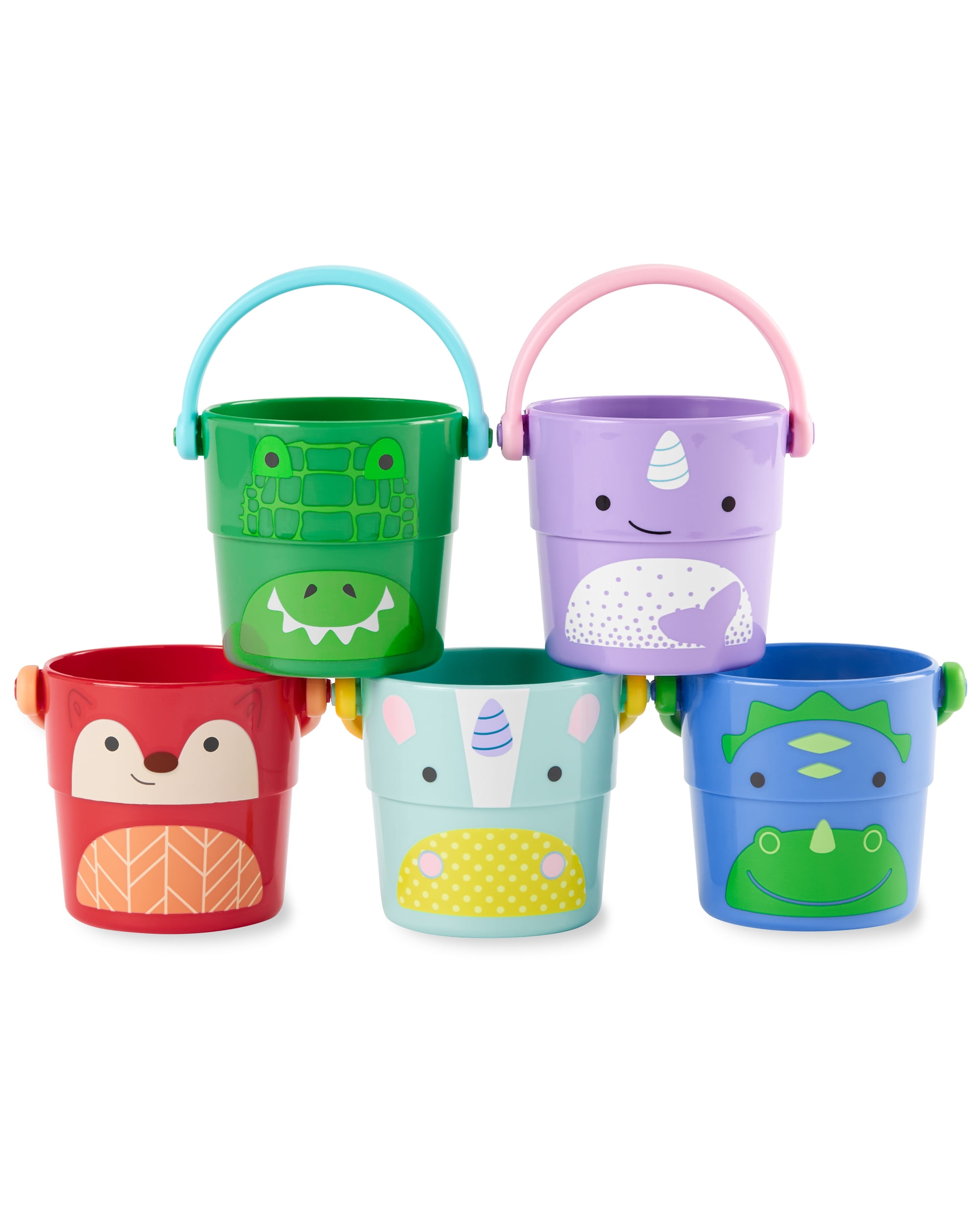Skip Hop Zoo Stack & Pour Buckets Baby Bath Toy, 5-Piece