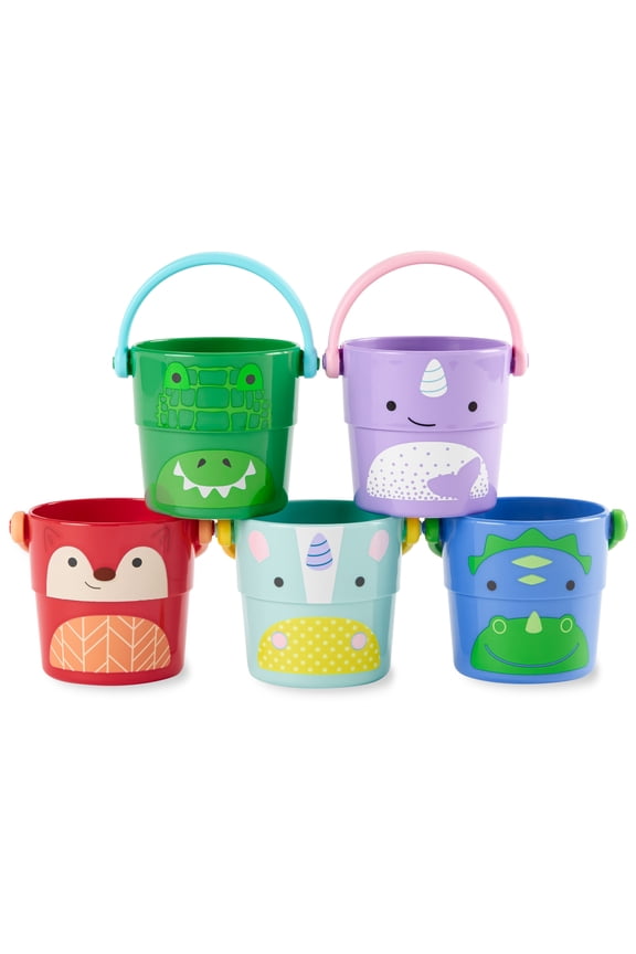 Zoo Stack and Pour Baby Bath Toy Set, 5-Piece for Ages 9m+