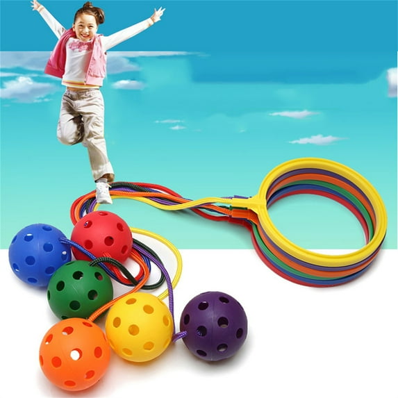 Skip Jump Rope - Variety Colors - Best Ankle Toy/SwingBall Set. Fun Excercise, Coordinate, Balance, Fitness, Active and Smile. Play Indoor and Outdoor(Blue)