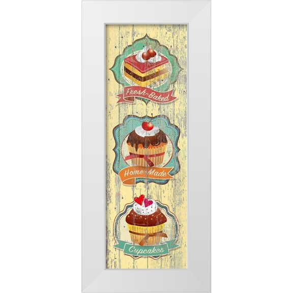 Skip Teller 7x14 White Modern Wood Framed Museum Art Print Titled - Fresh-Baked Cupcakes