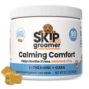 Skip The Groomer Calming Comfort Melatonin-Free Calming Chews for Dogs, Peanut Butter Flavor, 90 Count Jar