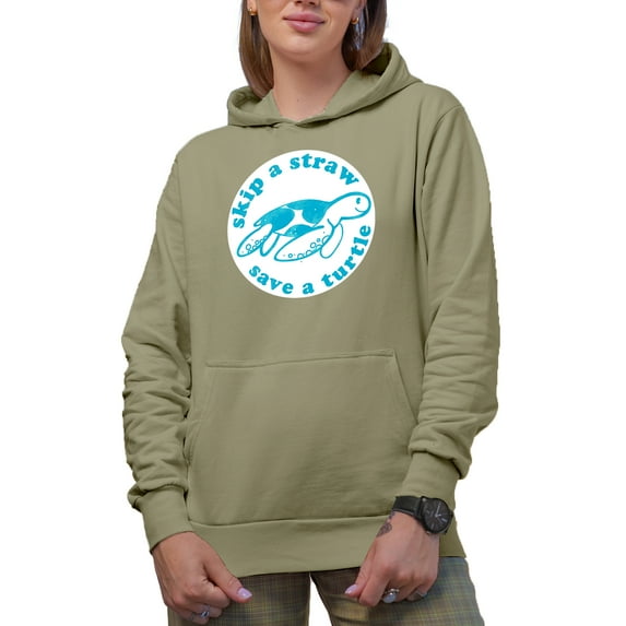 Skip a Straw, Save a Turtle, Earth Day & Environmentalist Art Merch Gift, Sand Hooded Sweatshirt or Hoodie, 3XL