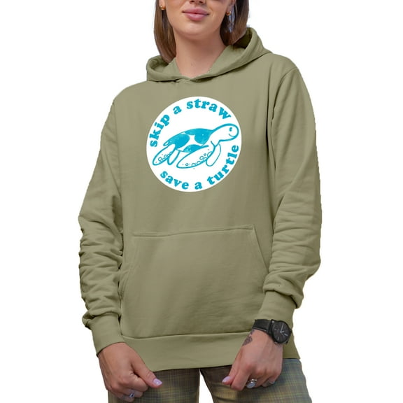 Skip a Straw, Save a Turtle, Earth Day & Environmentalist Art Merch Gift, Sand Hooded Sweatshirt or Hoodie, Small