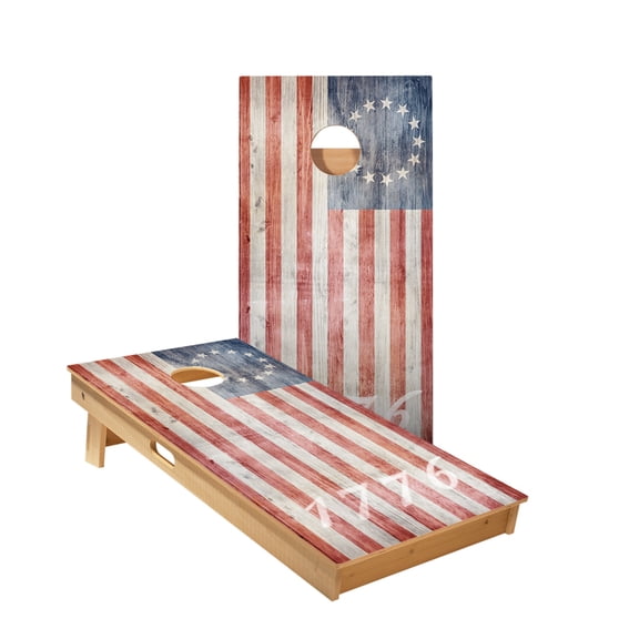 Skip's Garage | 1776 American Flag Cornhole Boards | Includes (2) Boards + Optional Bags & Accessories