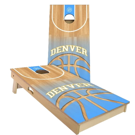 Skip's Garage | Denver Basketball Cornhole Board Set | Includes Boards & Bags | Choose Your Size & Accessories