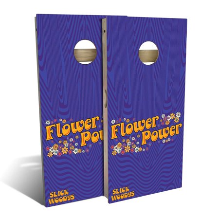 Skip's Garage 70s Flower Solid Wood Cornhole Board Set