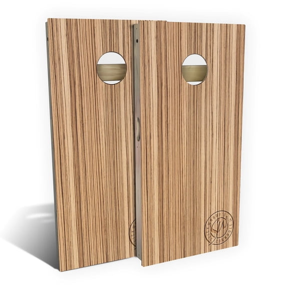 Skip's Garage | Zebra Wood Cornhole Board Set | Includes Boards & Bags | Choose Your Size & Accessories