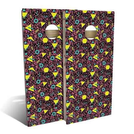 Skip's Garage 80s Pink Outdoor Cornhole Board Set Include Hole Lights Backyard 2x4