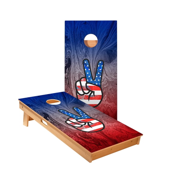 Skip's Garage | American Flag Peace Sign Cornhole Boards with Bags