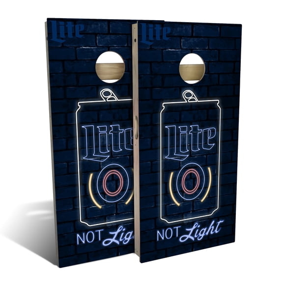 Skip's Garage | Miller Lite Neon Cornhole Board Set | Includes Boards & Bags | Choose Your Size & Accessories